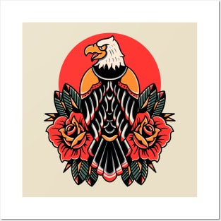 eagle and rose tattoo Posters and Art